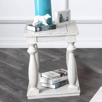 Rustic Style Antique White 1Pc End Table Open Bottom Shelf Plank Style Table Top Living Room Furniture Antique White Primary Living Space Classic,Contemporary,Modern,Rustic,Transitional Open Storage