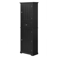 Tall Bathroom Storage Cabinet, Freestanding Storage Cabinet With Drawer And Adjustable Shelf, Mdf Board With Painted Finish, Black Black Mdf