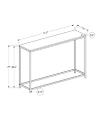 Accent Table, Console, Entryway, Narrow, Sofa, Living Room, Bedroom, White Marble Look Laminate, Black Metal, Contemporary, Modern White Particle Board