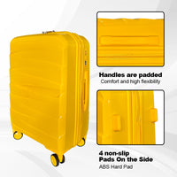 Hard Shell Luggage, 3 Piece Set, With Tsa Lock, 20 Inches 24 Inches 28 Inches Antique Yellow Polypropylene