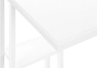 Accent Table, C Shaped, End, Side, Snack, Living Room, Bedroom, White Laminate, White Metal, Contemporary, Modern White Particle Board