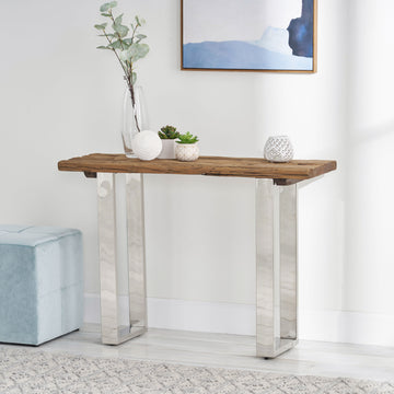 Console Table Natural Wood Metal