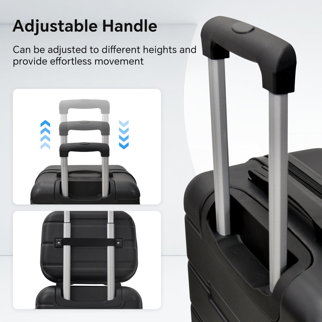 4 Piece Hard Shell Luggage Set,Carry On Suitcase With Spinner Wheels,Family Luggage Set,Black 12 20 24 28In Black Abs