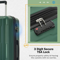 2 Piece Luggage Set With Bags Expanable Spinner Wheels Abs Lightweight Suitcase With Tsa Lock 20Inch 28Inch Green Abs