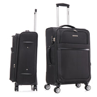 3 Piece Fabric Soft Luggage Set With Swivel Wheels And Password Lock, Black, 20 26 30 Inches Black Fabric