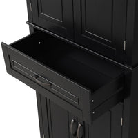 Bathroom Storage Cabinet With Doors And Drawer, Multiple Storage Space, Adjustable Shelf, Black Black Mdf