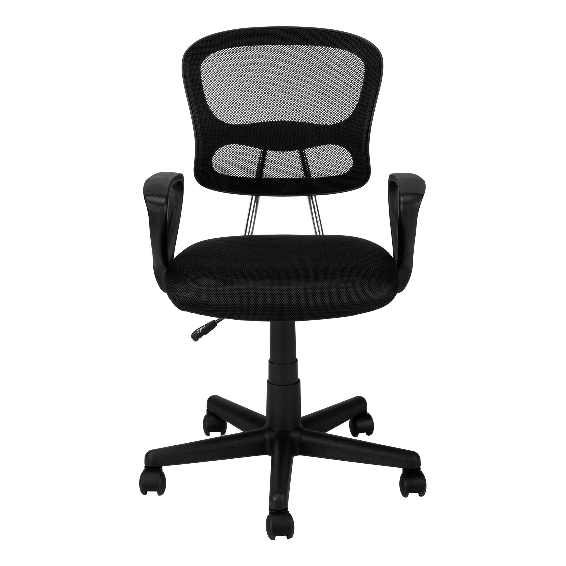 Office Chair, Adjustable Height, Swivel, Ergonomic, Armrests, Computer Desk, Work, Juvenile, Black Mesh, Black Metal, Contemporary, Modern Black Foam Polyester