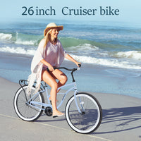 Single Speed Bicycles 26"Inch,Steel Frame, Wide Wheels For Stability, Rear Coaster Brakes,Multiple Colorswomen'S Beach Cruiser Bike Cycling Blue Garden & Outdoor Steel