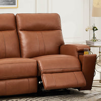 Venice Power Headrest Zero Gravity Reclining Loveseat Brown Genuine Leather Wood Primary Living Space Tight Back Eucalyptus Memory Foam Leather