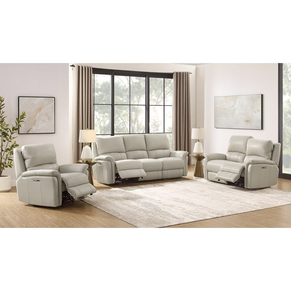 Erindale Power Headrest Zero Gravity Reclining Loveseat With Console Off White Genuine Leather Wood Primary Living Space Medium Firm Tight Back Eucalyptus Flared Arms Memory Foam Leather