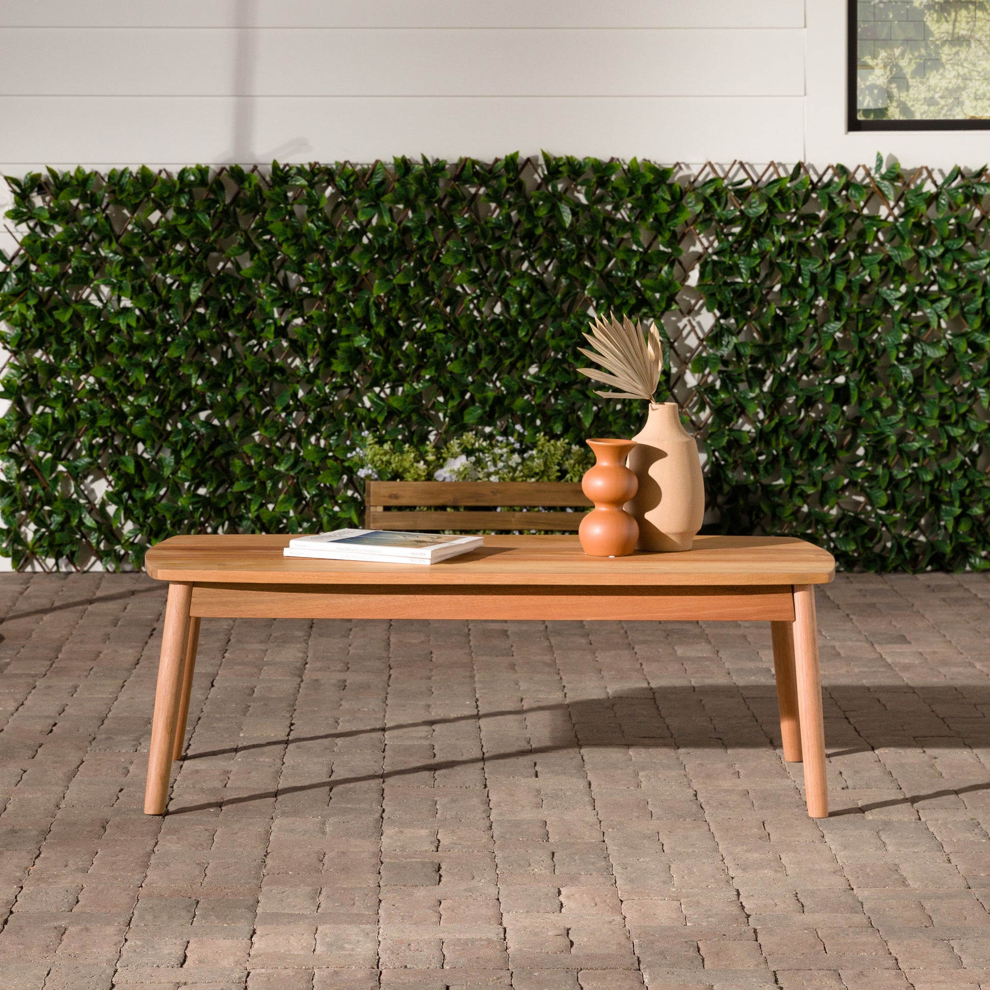 Contemporary Eucalyptus Wood Patio Coffee Table Natural Natural Eucalyptus Eucalyptus