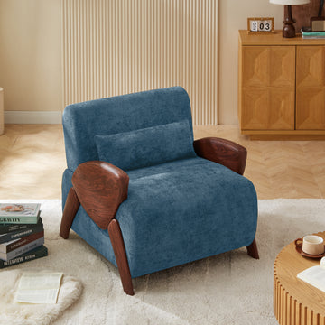 Modern Accent Armchair With Plush Cushioning, Comfortable Armrests, And Stylish Design For Living Room, Bedroom, Or Office Blue Chenille