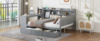 Full Size Wooden Daybed With 3 Drawers, Usb Ports And Deskgray Twin Gray Wood