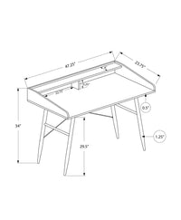 Computer Desk, Home Office, Laptop, Storage Shelves, 48"L, Work, White Marble Look Laminate, Black Metal, Contemporary, Modern White Particle Board