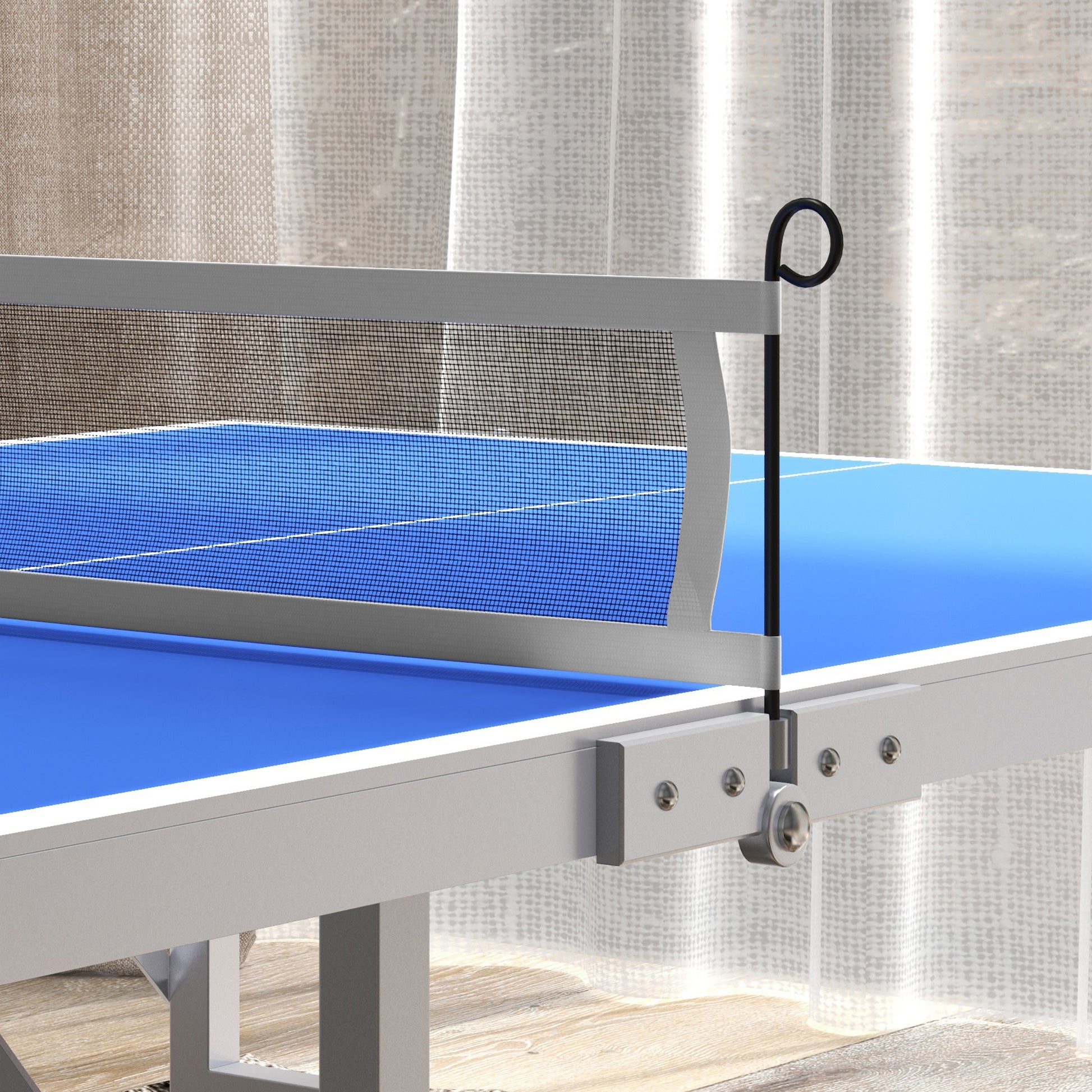 Soozier Mini Ping Pong Table Set For Outdoor And Indoor, Foldable Table Tennis Table With Net, 2 Paddles, 3 Balls, Adjustable Feet, Easy Assembly, Blue Blue Aluminum