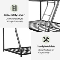 Metal Twin Over Full Bunk Bed Heavy Duty Sturdy Metal Noise Reduced Safety Guardrail Cpc Certified No Box Spring Needed Twin Black Metal Metal