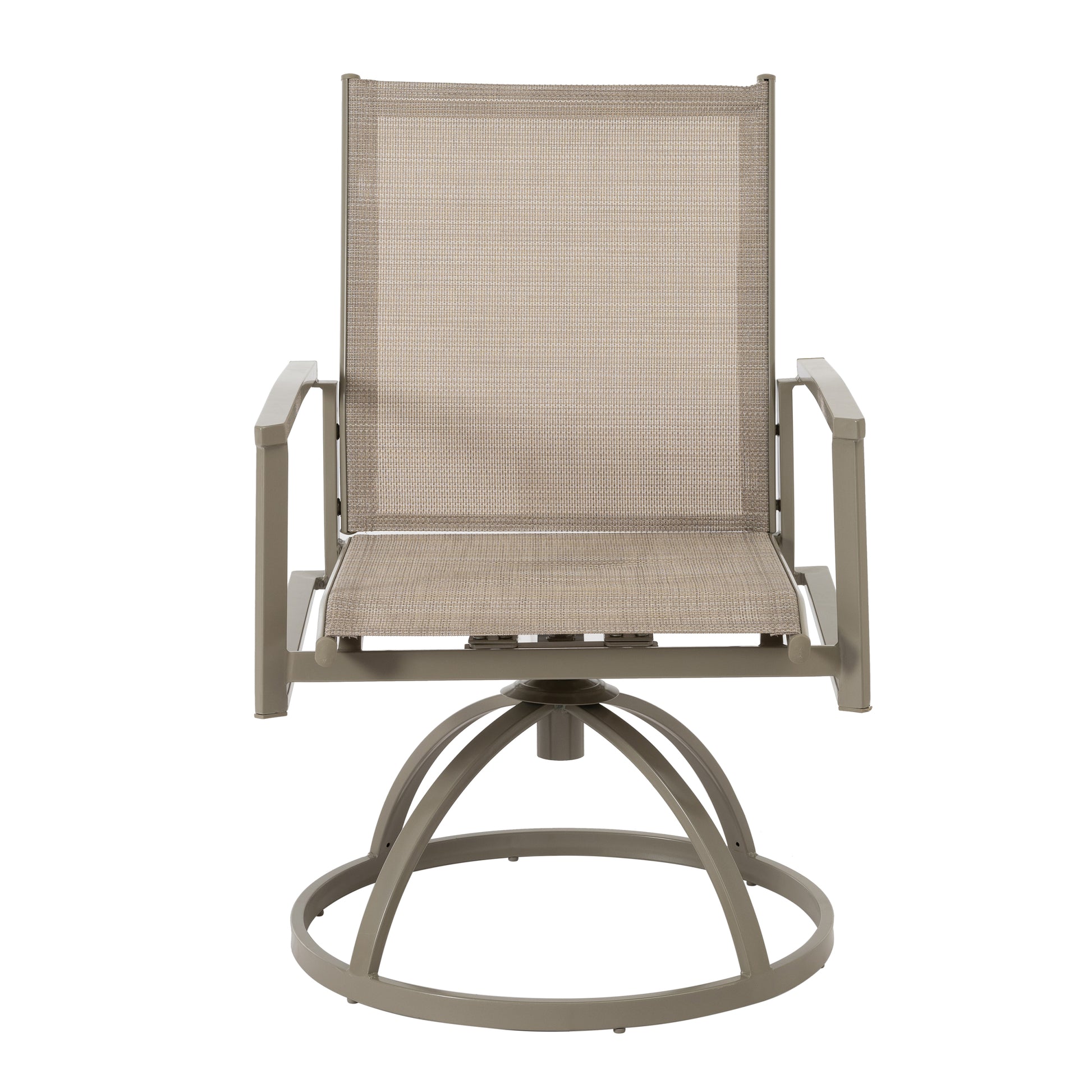 5 Piece Bistro Patio Table And Chairs Set With Tan Pvc Sling Swivel Rocker Chairs And Round Cast Top Outdoor Table, Premium Weather Resistant Outdoor Dining Set For Backyard & Deck No Brown Seats 4 Rust Resistant Frame Garden & Outdoor Classic Complete