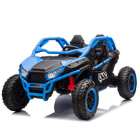 24V Two Seater Kids Ride On Utv W Parents Control,20In Seat Width,400W Super High Power,Four Wheel Suspension,Bluetooth,Mp3,Usb,Led Light,Horn,Rear Storage Space,Speeds 3.73 4.97Mph For Kids Aged 3 . Blue 100 149 Lbs Polypropylene