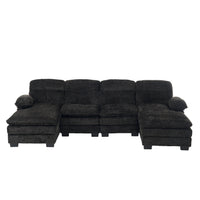 U Shaped Profile Sofa, Including Two Single Seats And Two Chaise, Modular Sofa, Chenille Sofa,Black Black Foam Polyester 4 Seat