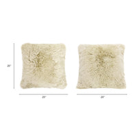 Astrid 20" Square Accent Throw Pillow Cover With Feather Insert, Taupe Beige Genuine Fur Taupe Natural Down Filling Fur