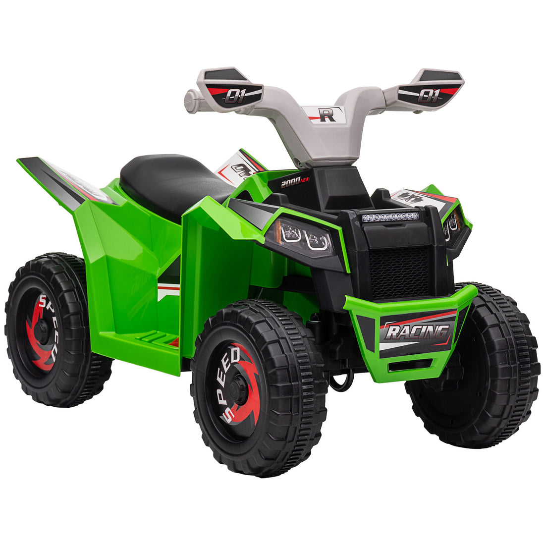 Aosom Kids Atv Quad Car, 6V Four Wheeler For Kids With Forward Backward Function, Wear Resistant Wheels For Toddlers Ages 18 36 Months, Green Green Plastic