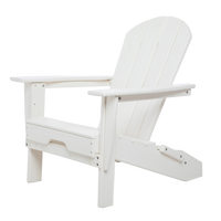 Hdpe Folding Adirondack Chair, Ultra Durable Weather Resistant Design, Easy Folding Design, 300 Lb Capacity, White White Hdpe