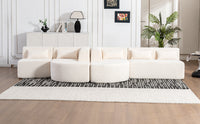 143.7" Upholstered Sofa Free Combined Sofa Couch With Two Chaise Lounge And Five Back Pillows For Living Room, Beige Beige Foam Polyester 5 Seat