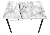 Dining Table Set, 5Pcs Set, Small, 40" Rectangular, Kitchen, White Marble Look Laminate, Black Metal, Contemporary, Modern White Foam Metal