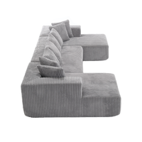 Arrived 131'' Modular Sectional Couch, U Shaped Sofachaise Lounge, Striped Fabric,Upholstered 4 Seater Couch For Living Room, Bedroom, Free Combination Sofa Corduroy , Gray Gray Polyester Primary