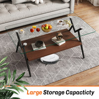 Coffee Table And End Tables Set Of 3, Tempered Glass Table With Mdf Layer, Modern Tables For Living Roomtransparent Glass Transparent Tempered Glass