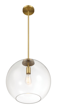 Gleam Single Light Pendant Lamp With Clear Globe Glass Satin Brass Antique Brass,Clear,Gold Ceiling Lights Brass,Glass
