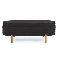 Ottoman Oval Storage Bench,Rubber Wood Leg,Black 46."X17.7"X10.8" Black Foam