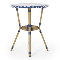Picardy French Bistro Set Navy Blue Rattan