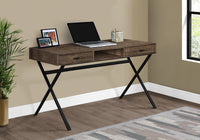 Computer Desk, Home Office, Laptop, Storage Drawers, 48"L, Work, Brown Laminate, Black Metal, Contemporary, Modern Brown Particle Board