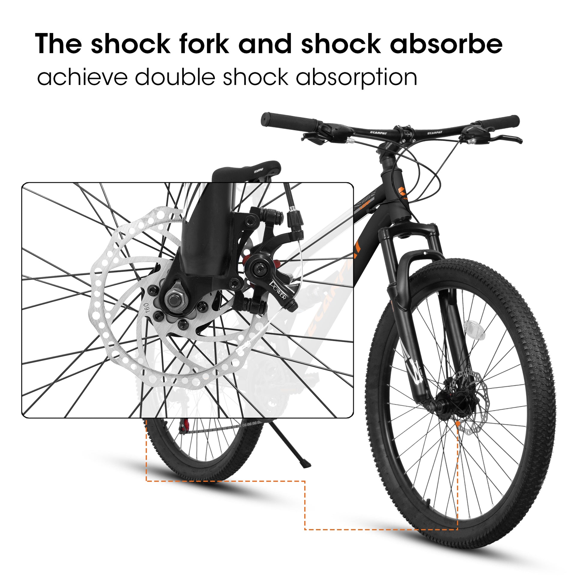 A26207 26 Inch Aluminum Frame Shock Fork Plus Shock Absorber 21 Speed Unisex Mountain Bike Black Without Wear Resistant Garden & Outdoor Sporty Multifunctional Steel