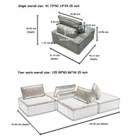 Modular 4 Piece Sofa With Adjustable And Removable Backrests For Ultimate Comfort Oversized Sofa Chenille Light Grey Sofa Light Gray Chenille 4 Seat