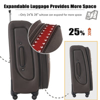 Softside Luggage Expandable 3 Piece Set Suitcase With Duffel Bag Upright Spinner Softshell Lightweight Luggage Travel Set Brown Polyester