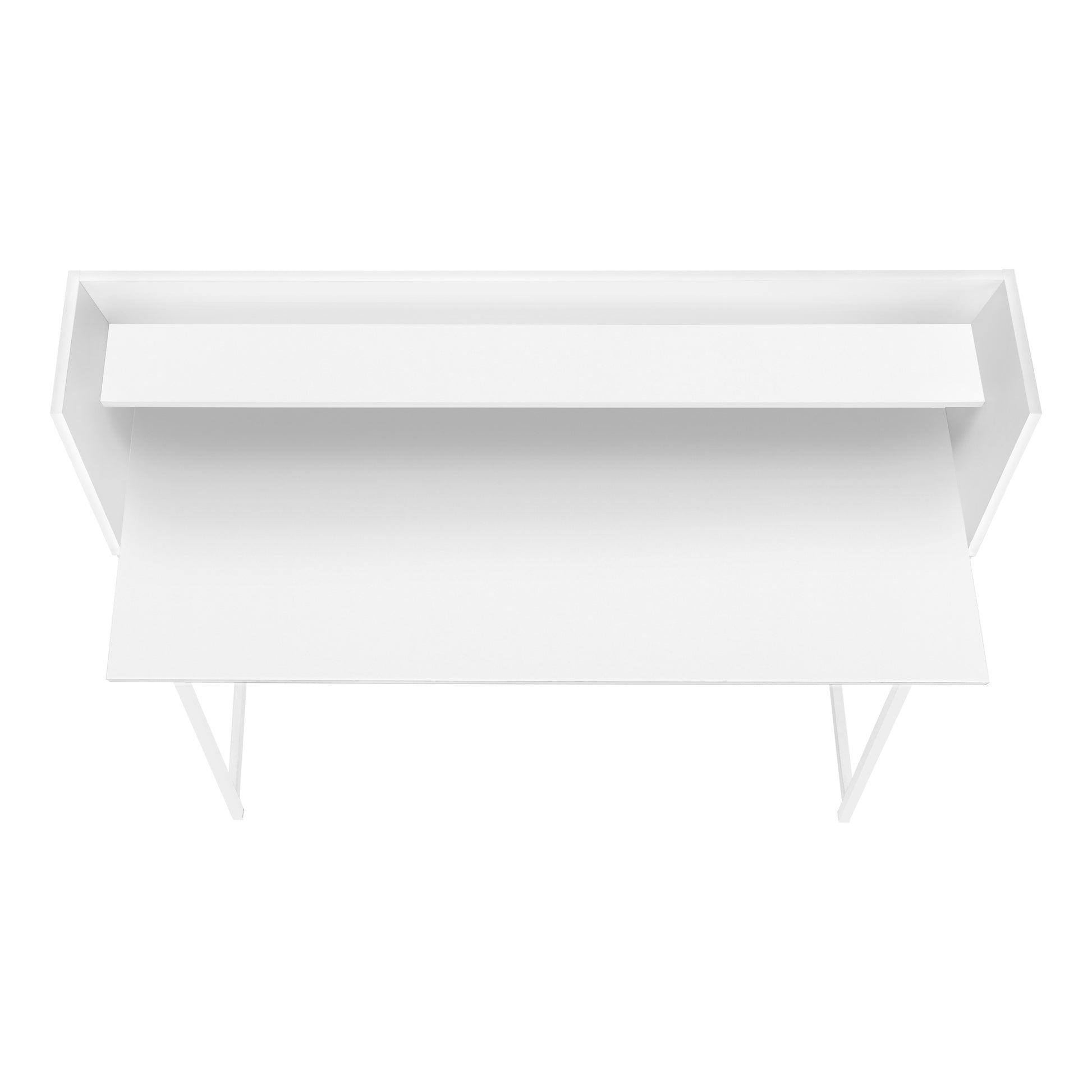 Computer Desk, Home Office, Laptop, Storage Shelves, 48"L, Work, White Laminate, White Metal, Contemporary, Modern White Particle Board