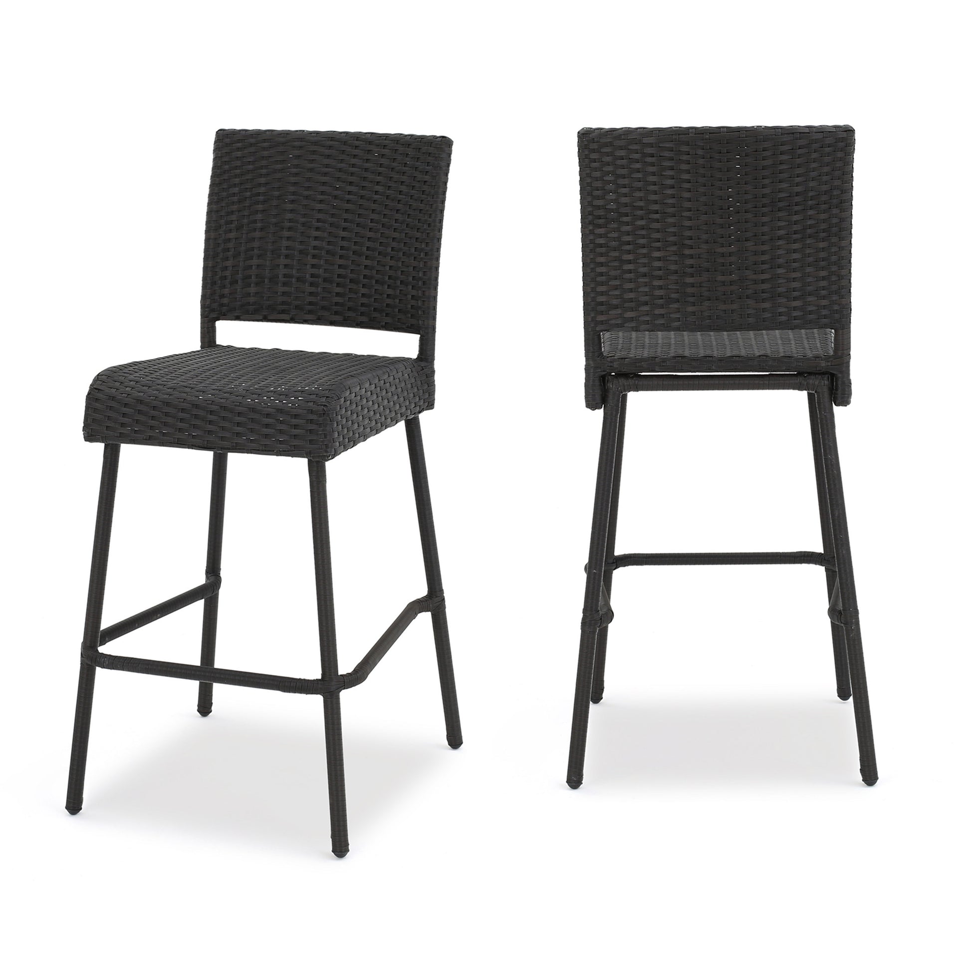 Outdoors Dark Brown Wicker Barstools Set Of 2 Dark Brown Garden & Outdoor Wicker
