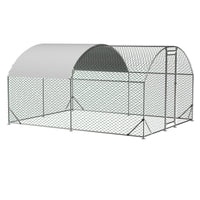 Large Chicken Coop Metal Chicken Run With Waterproof And Anti Uv Cover, Dome Shaped Walk In Fence Cage Hen House For Outdoor And Yard Farm Use, 1" Tube Diameter, 9.84' X 13.12' X 6.56' Silver Metal