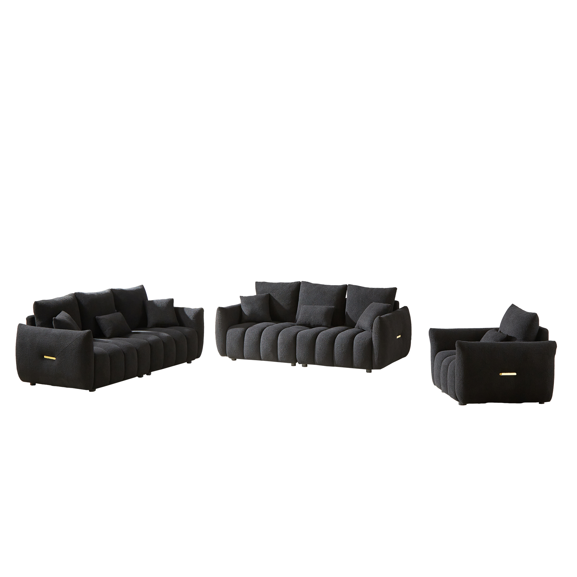 1 Seater 3 Seater 3 Seater, Combo Sofa Modern Living Room Sofa, Teddy Sofa, Wooden Frame, 7 Cushions, Apartment Sofa Furniture Black Wood Primary Living Space Pine Foam Fabric 7 Seat