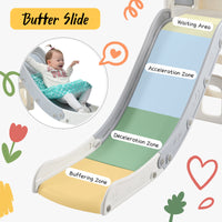 7 In 1 Toddler Slide Set, Freestanding Space Set With Slide, Kids Slide Playset Structure, Arch Tunnel And Basketball Hoop, Toy Storage Organizer For Toddlers, Kids Climbers Playground Grey White 50 99 Lbs Cute 1 To 2 Years Hdpe Indoor & Outdoor Use
