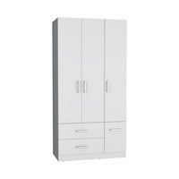Sebree 71" High Armoire Wardrove Closet With 2 Drawers, Four Doorsthree Cabinetsix Shelves And Hanging Rod, Bedroom Clothes Storage Cabinet Organizer White White Particle Board