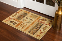 Woodland Gc Rst5602 Cream 5 Ft. 3 In. X 7 Ft. 3 In. Lodge Area Rug Cream Polypropylene