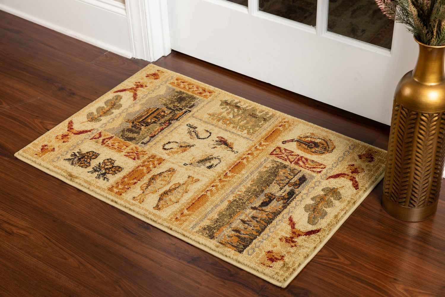 Woodland Gc Rst5602 Cream 7 Ft. 10 In. X 10 Ft. 3 In. Lodge Area Rug Cream Polypropylene