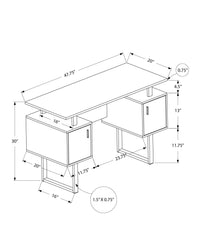 Computer Desk, Home Office, Laptop, Storage, 48"L, Work, White Laminate, Grey Metal, Contemporary, Modern White Particle Board