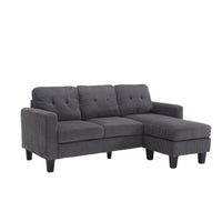 Velvet Sectional Couchl Shaped Sofa With Ottoman For Small Apartment Dark Gray Velvet 3 Seat