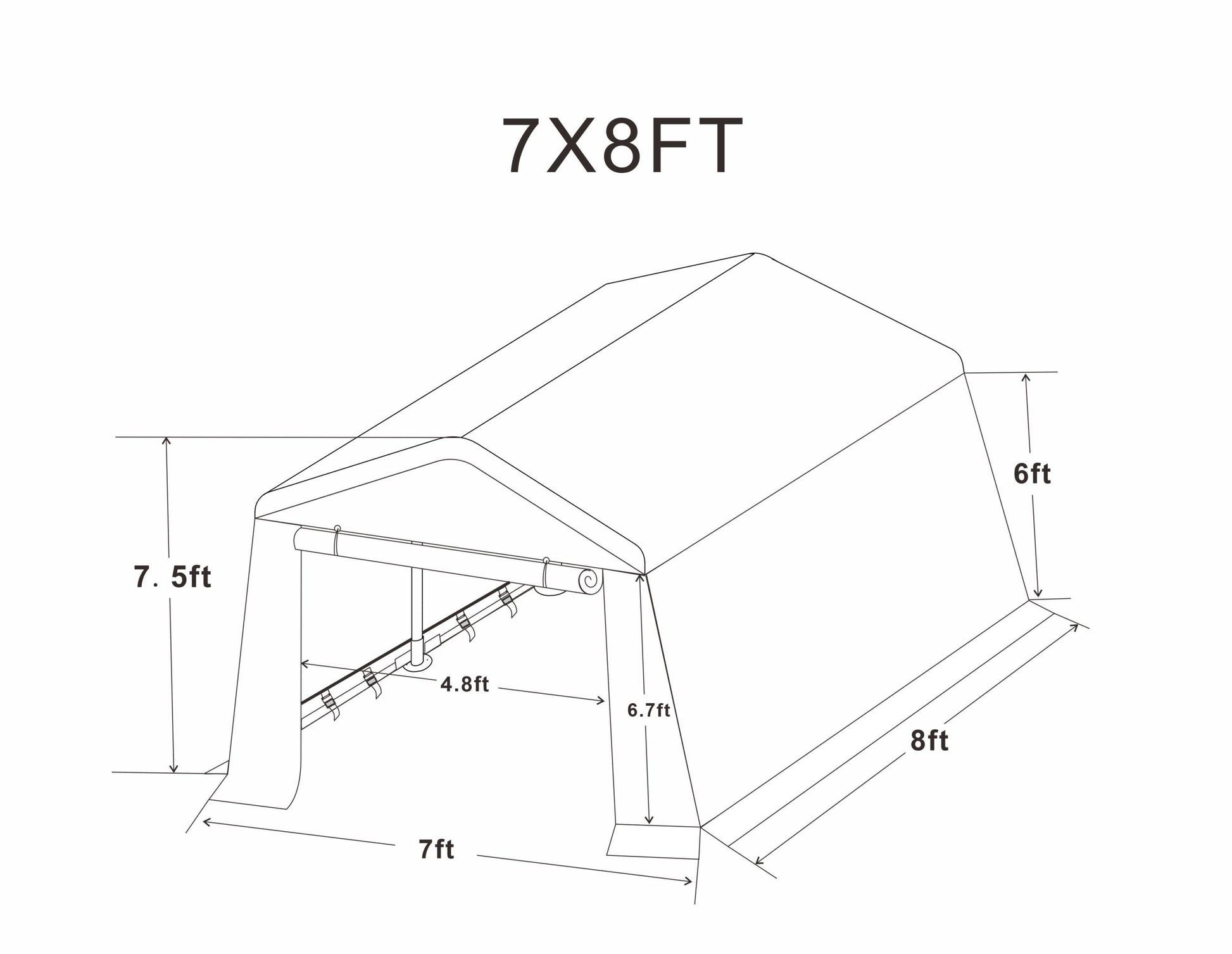 7X8 Ft Outdoor Portable Gazebo Storage Shelter Shed With 2 Roll Up Zipper Doors & Vents Carport For Motorcycle Waterproof And Uv Resistant Anti Snow Portable Garage Kit Tent, Grey Grey No Foundation Needed Garden & Outdoor American Design,American