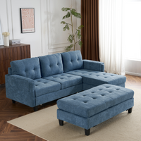 83.4" L Shaped Sofa Sectional Couch Sofa Bed With Two Usb Ports, A Movable Ottoman And A Reversible Chaise Lounge For Living Room, Navy Blue Navy Blue Foam Chenille 5 Seat