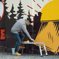 Work Platform Aluminum Portable Bench Folding Ladder Ansi Capacity 225 Lbs 40" Grey Aluminium Alloy